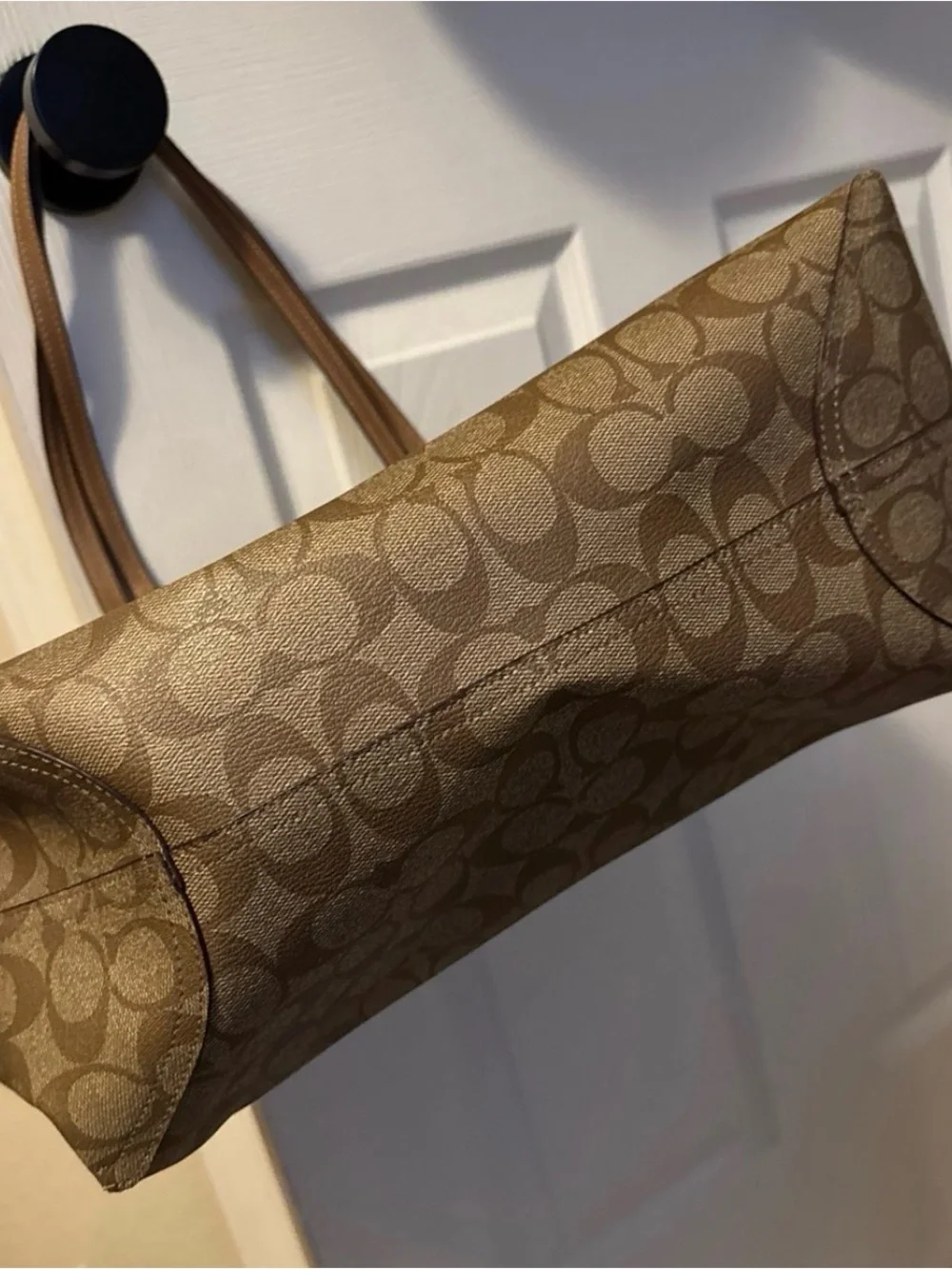 Coach Brown Signature Tote with Yellow Graphic Keith Haring Dog 🐕